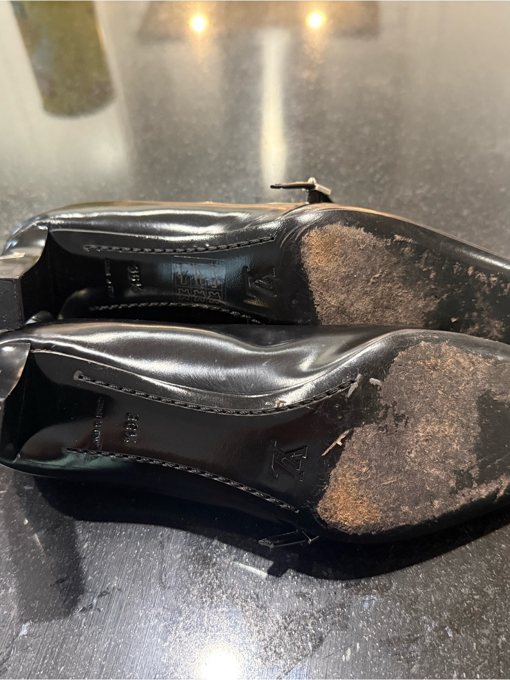 Louis Vuitton Black Leather Mary Jane Heels with Slim Strap - Picture 3 of 4